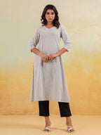 Janasya Light Cotton Striped Straight Kurta - Distacart
