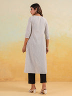 Janasya Light Cotton Striped Straight Kurta - Distacart