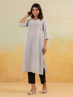 Janasya Light Cotton Striped Straight Kurta - Distacart