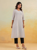 Janasya Light Cotton Striped Straight Kurta - Distacart