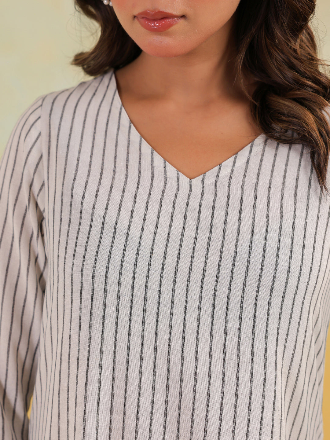 Janasya Light Cotton Striped Straight Kurta - Distacart