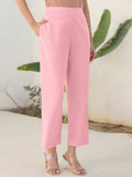 Janasya Pink Cotton Solid Pant - Distacart
