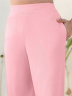 Janasya Pink Cotton Solid Pant - Distacart
