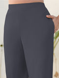 Janasya Grey Cotton Solid Pant - Distacart