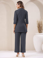 Janasya Grey Cotton Solid Pant - Distacart