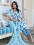 Janasya Light Cotton Floral Straight Kurta Set