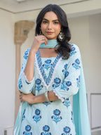 Janasya Light Cotton Floral Straight Kurta Set