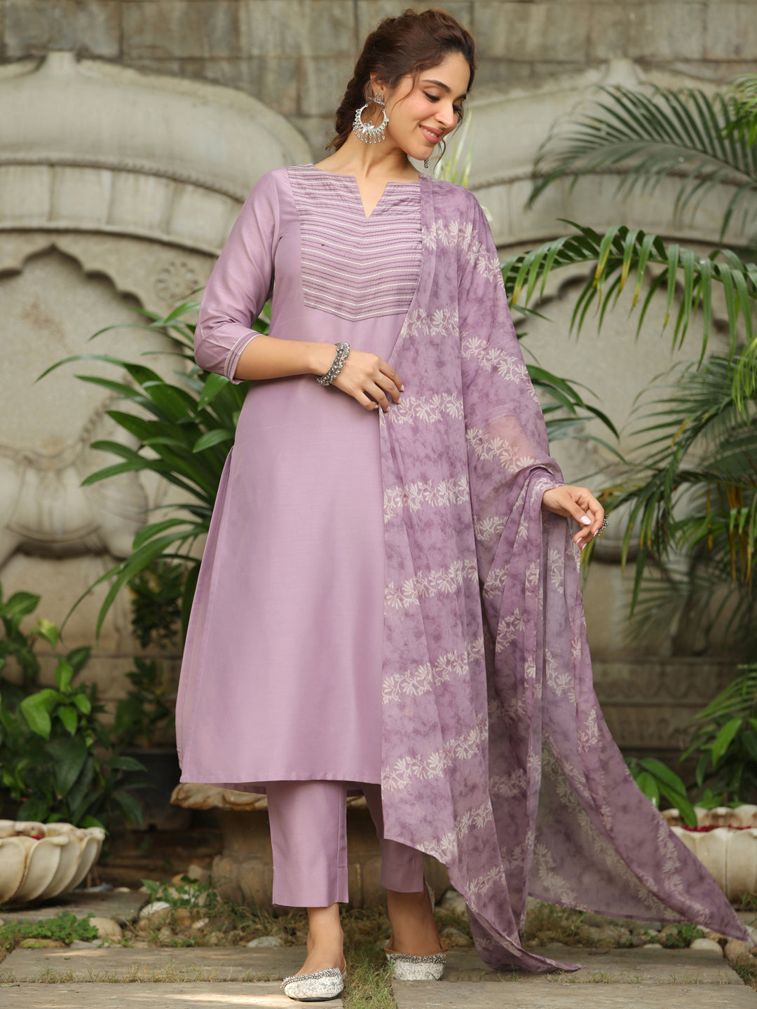 Janasya Light Silk Blend Yoke Embroidery Straight Kurta Set - Distacart