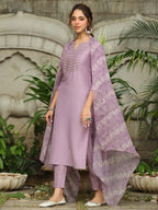 Janasya Light Silk Blend Yoke Embroidery Straight Kurta Set - Distacart