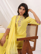 Janasya Light Dobby Cotton Embroidered Straight Kurta Set - Distacart