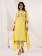 Janasya Light Dobby Cotton Embroidered Straight Kurta Set - Distacart