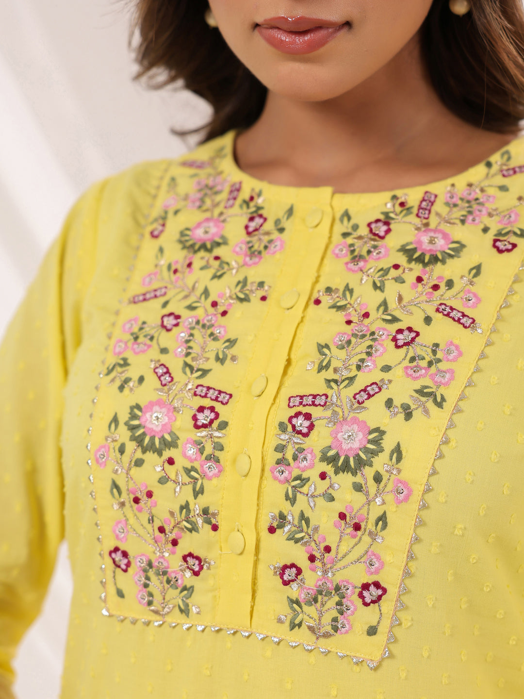 Janasya Light Dobby Cotton Embroidered Straight Kurta Set - Distacart
