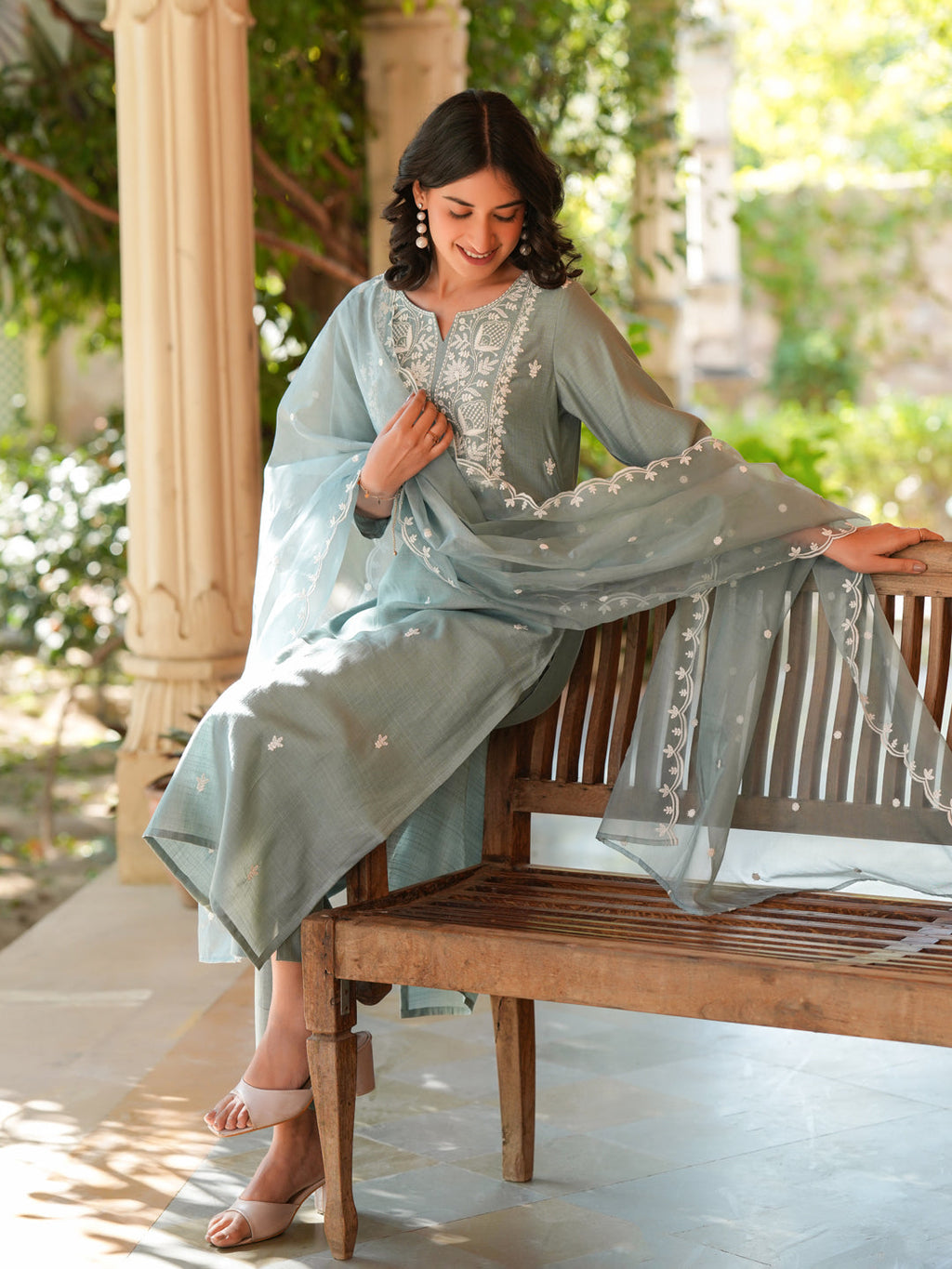 Janasya Light Silk Blend Embroidered Straight Kurta Set - Distacart