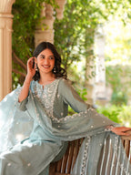 Janasya Light Silk Blend Embroidered Straight Kurta Set - Distacart