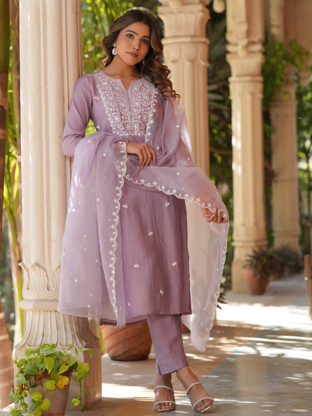 Janasya Light Silk Blend Embroidered Straight Kurta Set - Distacart