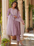 Janasya Light Silk Blend Embroidered Straight Kurta Set - Distacart