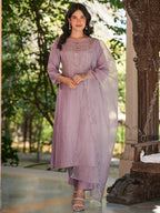 Janasya Light Silk Blend Embroidered Straight Kurta Set - Distacart