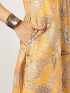 Janasya Bright Silk Blend Floral Straight Kurta Set - Distacart