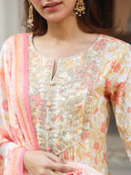 Janasya Light Cotton Floral A-Line Kurta Set - Distacart