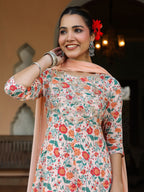 Janasya Light Cotton Floral Anarkali Kurta Set - Distacart