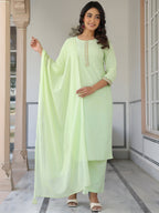 Janasya Light Cotton Self Design Straight Kurta Set - Distacart
