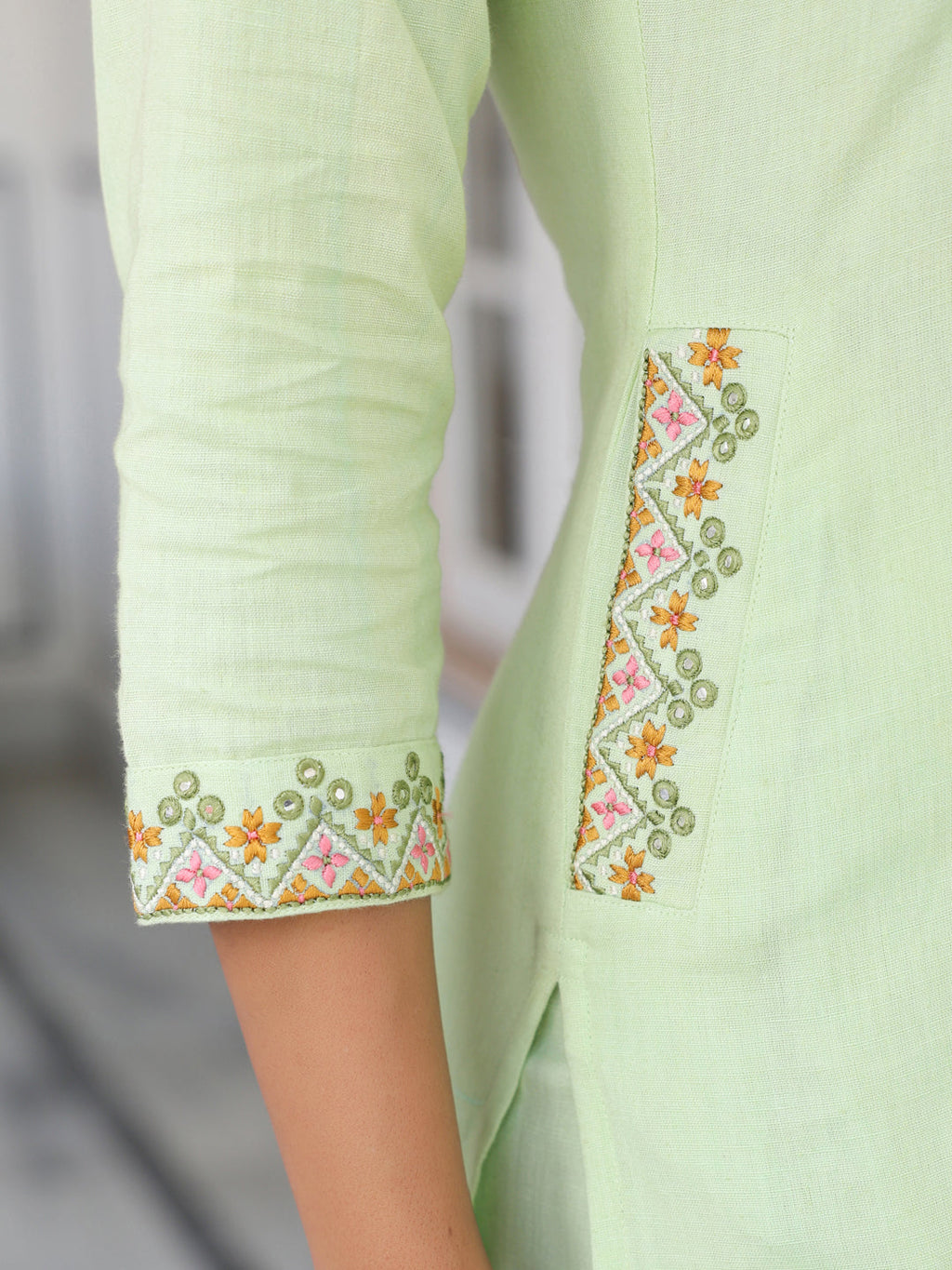 Janasya Light Cotton Self Design Straight Kurta Set - Distacart