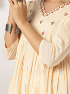 Janasya Light Cotton Yoke Embroidery A-Line Kurta Set - Distacart