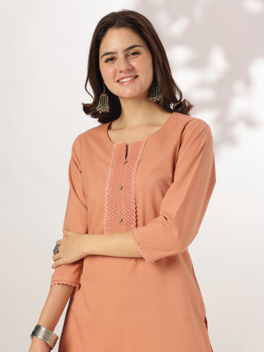 Janasya Dark Cotton Solid Straight Kurta Set - Distacart