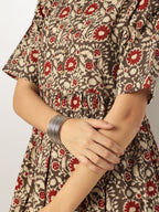 Janasya Dark Cotton Floral A-Line Kurta Set - Distacart