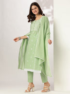 Janasya Light Cotton Embroidered Straight Kurta Set - Distacart