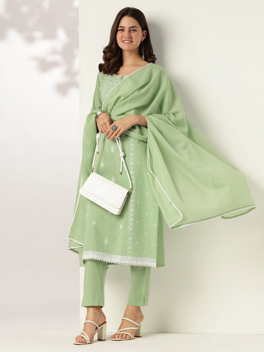 Janasya Light Cotton Embroidered Straight Kurta Set - Distacart
