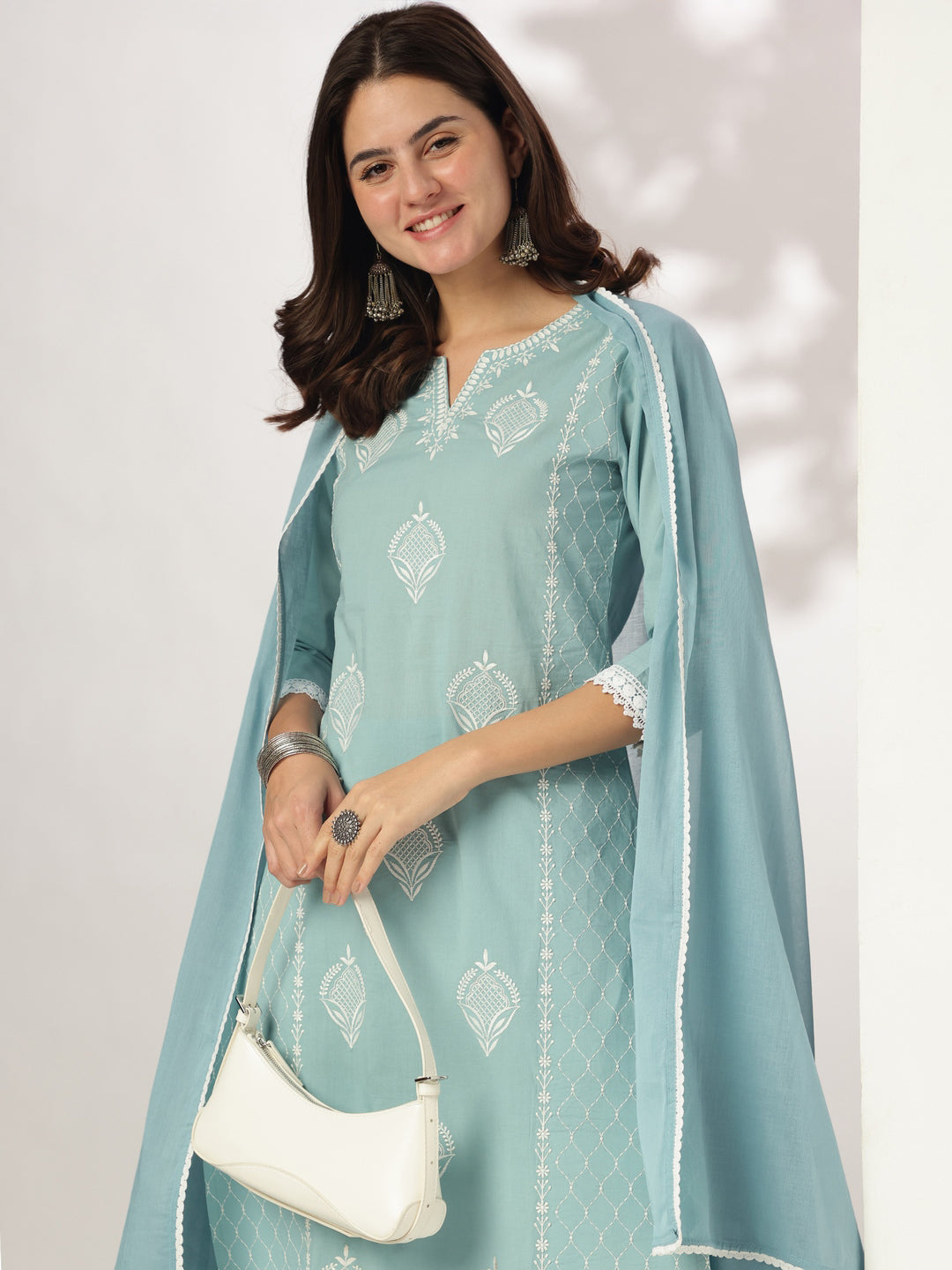 Janasya Light Cotton Embroidered Straight Kurta Set - Distacart