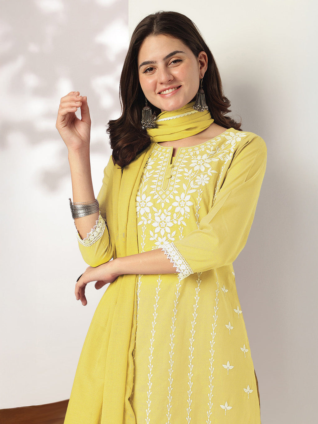 Janasya Light Cotton Embroidered Straight Kurta Set - Distacart