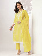 Janasya Light Cotton Embroidered Straight Kurta Set - Distacart