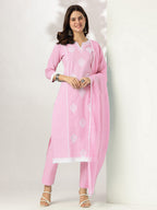 Janasya Light Cotton Embroidered Straight Kurta Set - Distacart