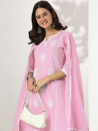 Janasya Light Cotton Embroidered Straight Kurta Set - Distacart