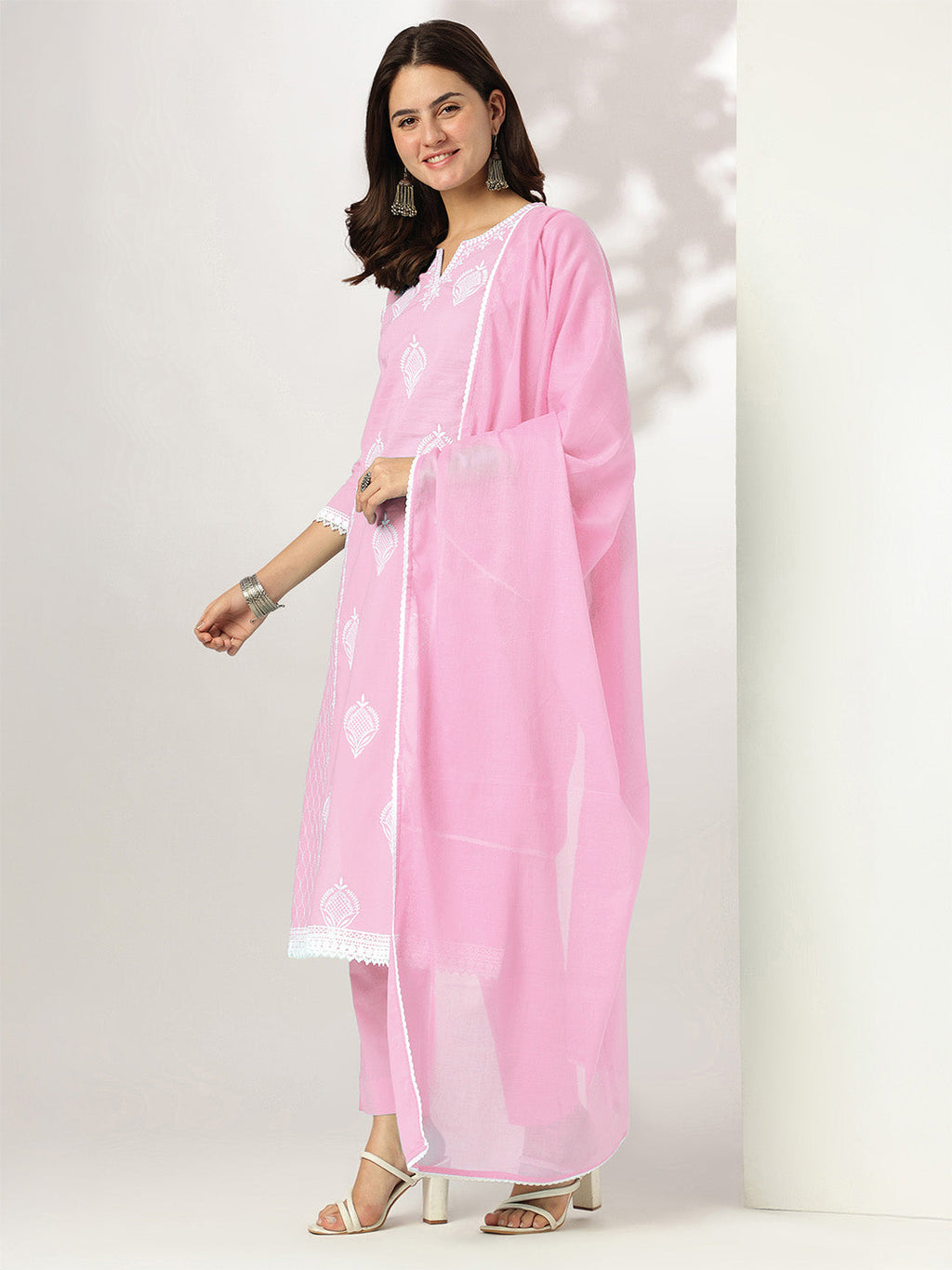 Janasya Light Cotton Embroidered Straight Kurta Set - Distacart