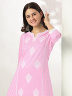 Janasya Light Cotton Embroidered Straight Kurta Set - Distacart