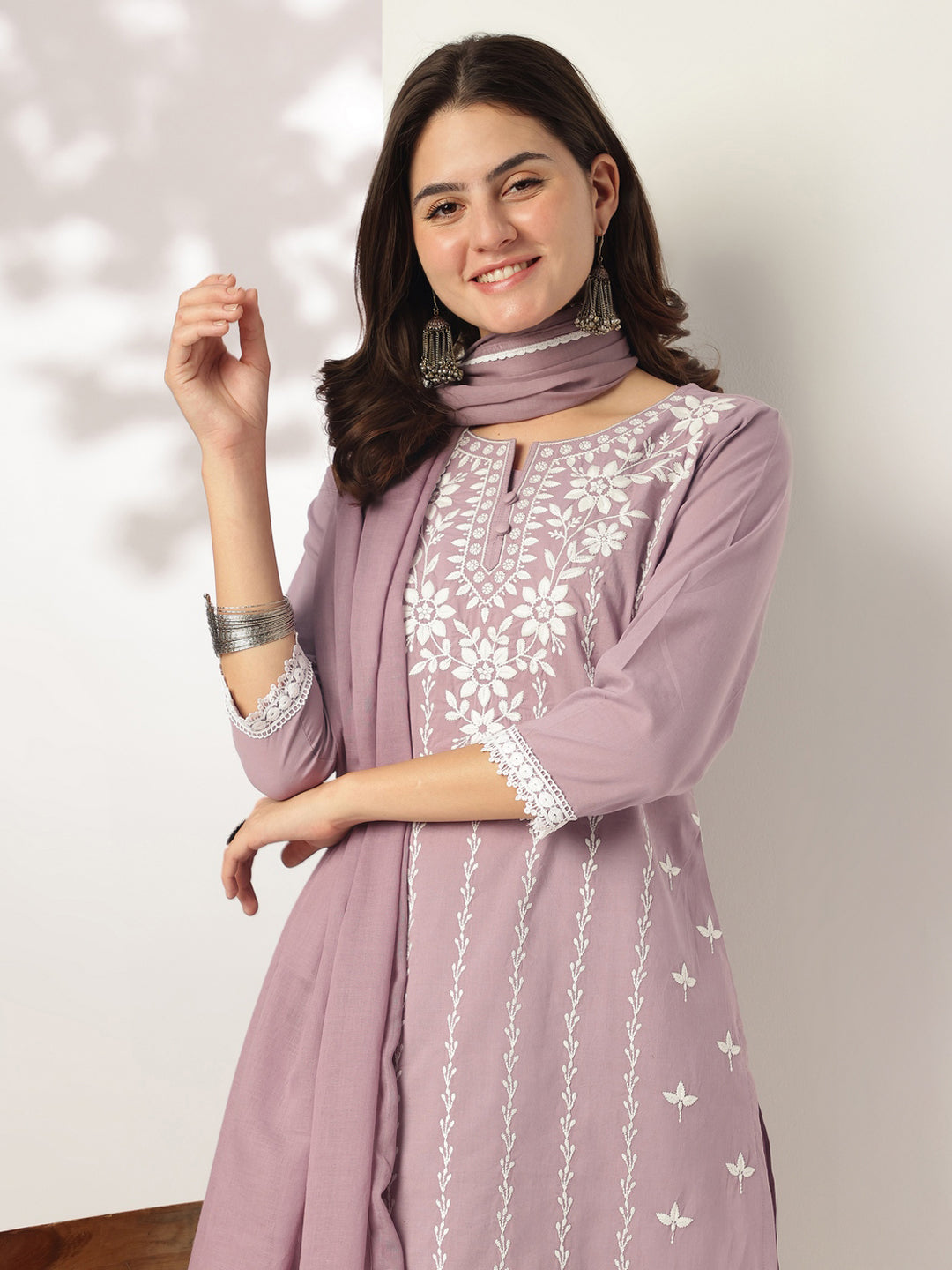 Janasya Light Cotton Embroidered Straight Kurta Set - Distacart