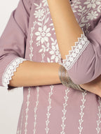 Janasya Light Cotton Embroidered Straight Kurta Set - Distacart