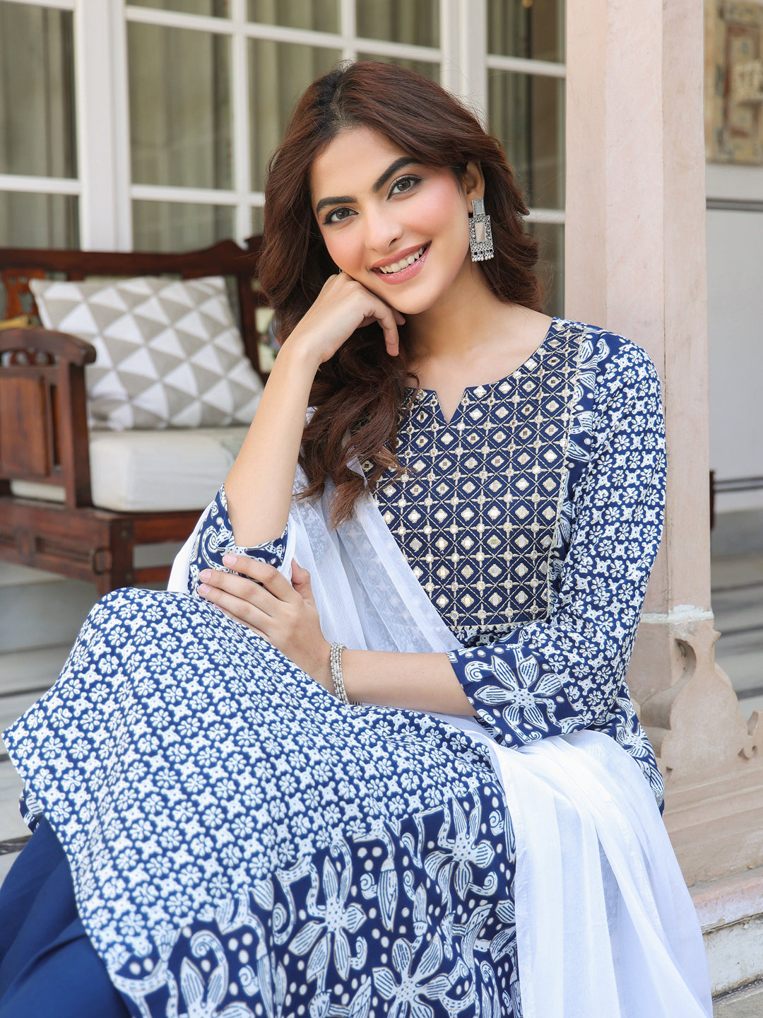 Janasya Dark Rayon Floral A-Line Kurta Set - Distacart