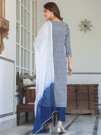 Janasya Dark Rayon Floral A-Line Kurta Set - Distacart