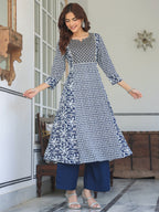 Janasya Dark Rayon Floral A-Line Kurta Set - Distacart