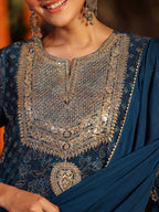 Janasya Dark Georgette Ajrakh Anarkali Kurta Set - Distacart