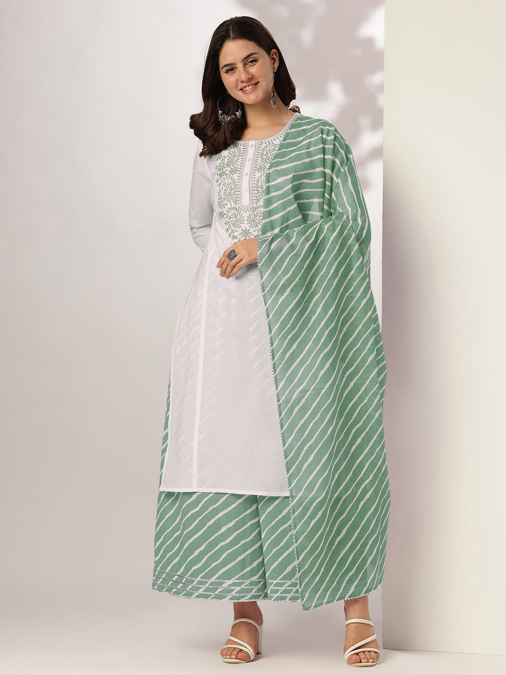 Janasya Light Cotton Yoke Embroidery Straight Kurta Set - Distacart