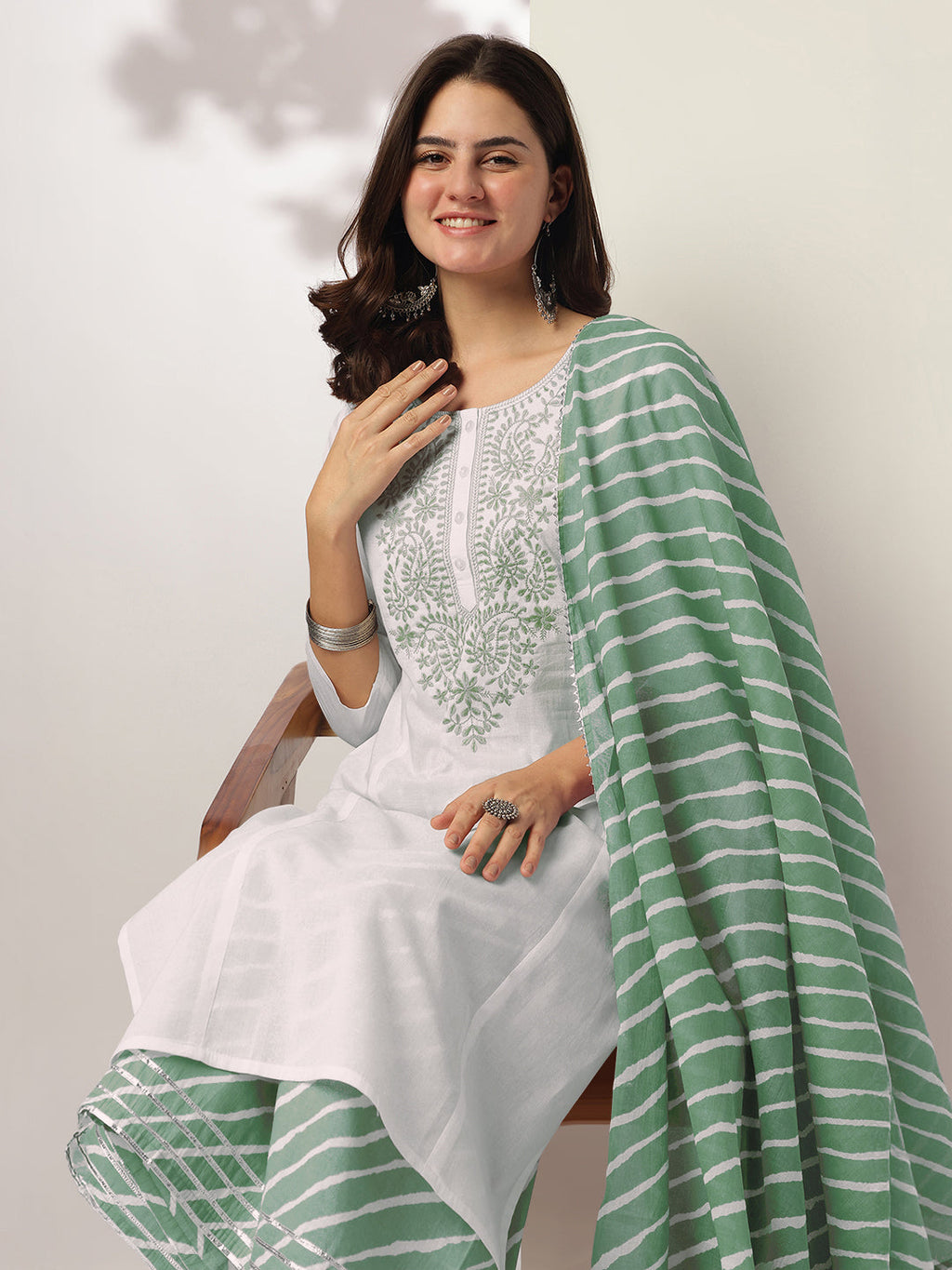 Janasya Light Cotton Yoke Embroidery Straight Kurta Set - Distacart