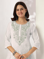 Janasya Light Cotton Yoke Embroidery Straight Kurta Set - Distacart
