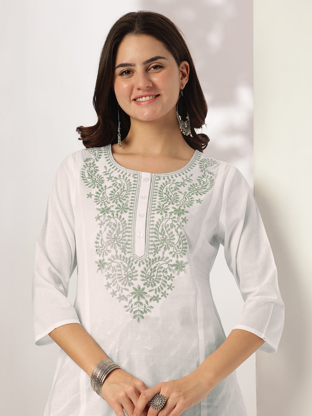 Janasya Light Cotton Yoke Embroidery Straight Kurta Set - Distacart