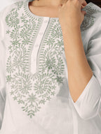 Janasya Light Cotton Yoke Embroidery Straight Kurta Set - Distacart