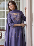 Janasya Dark Cotton Embroidered A-Line Kurta Set - Distacart